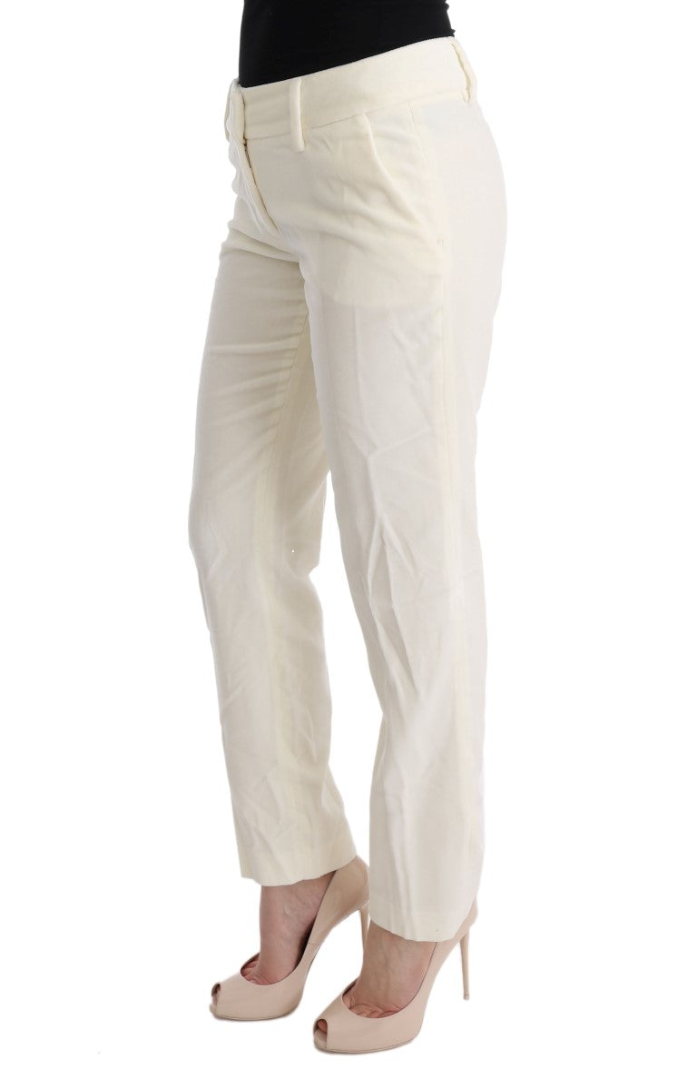 Pantaloni casual vestibilità regolare in cotone bianco