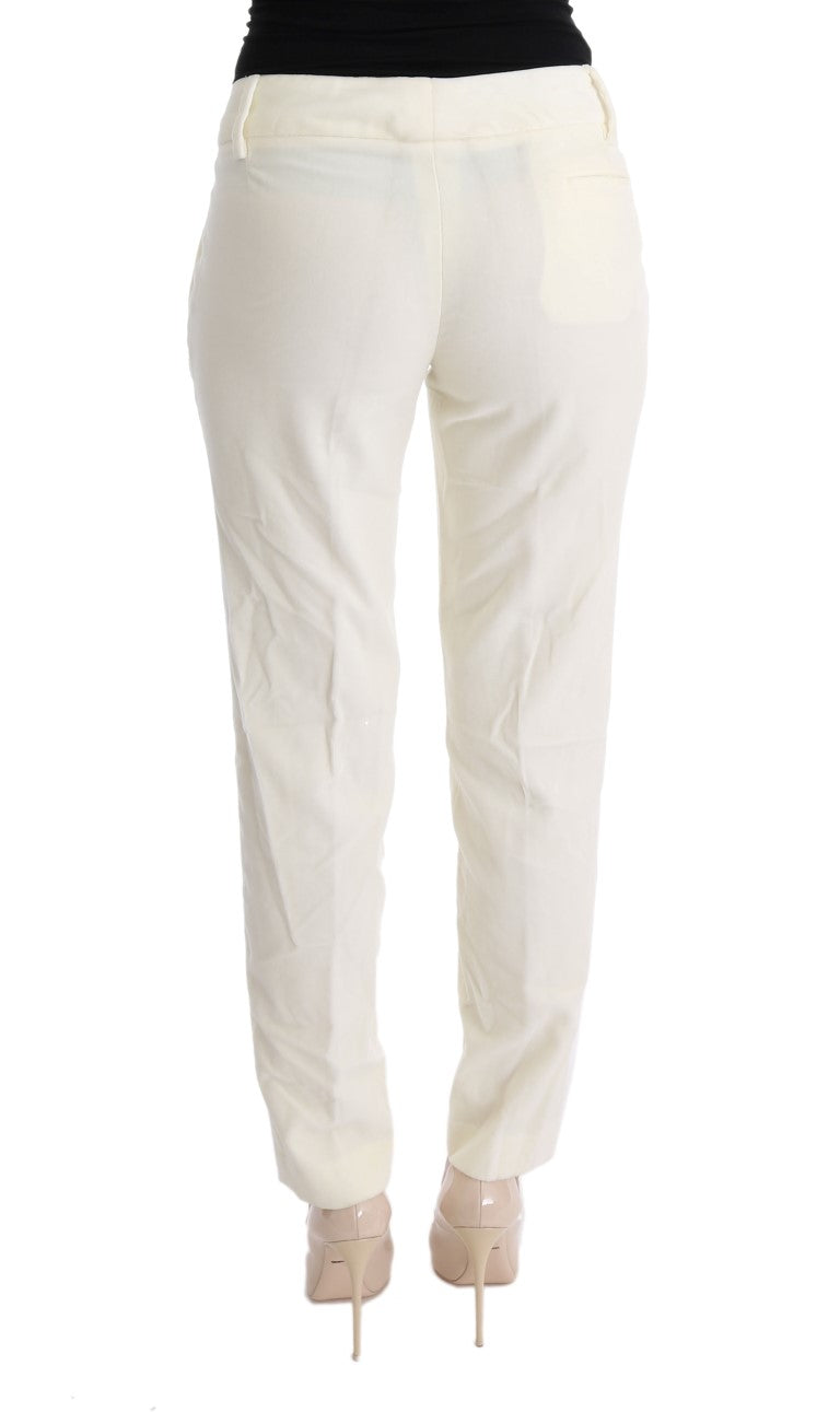 Pantaloni casual vestibilità regolare in cotone bianco