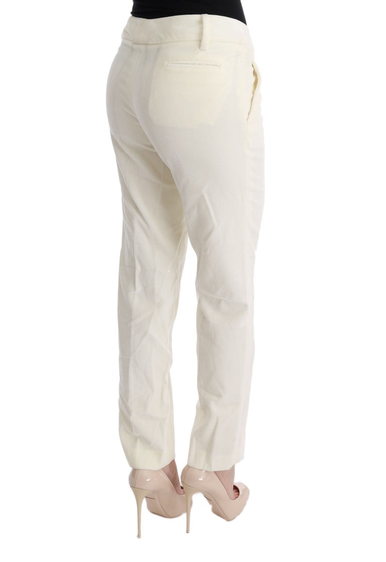 Pantalon décontracté coupe classique en coton blanc