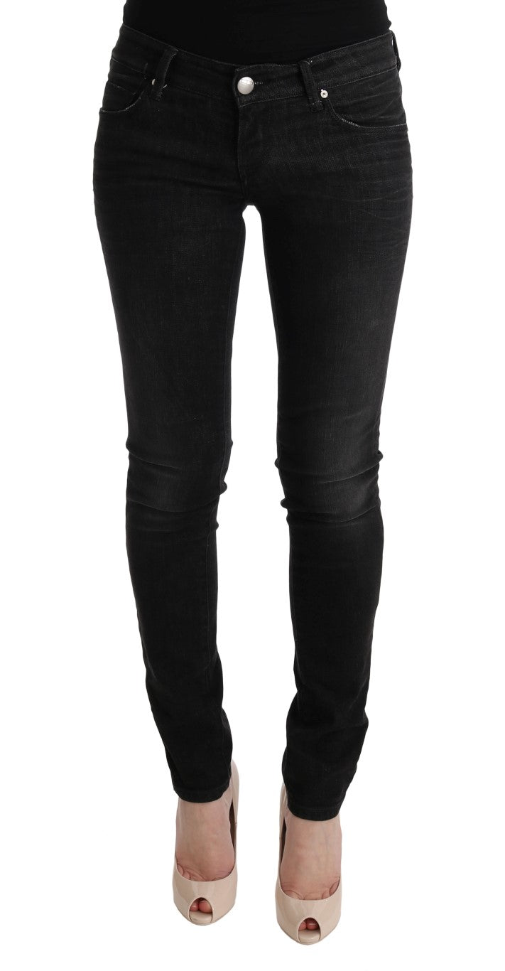 Slim-Fit-Jeans mit schwarzer Denim-Baumwollhose