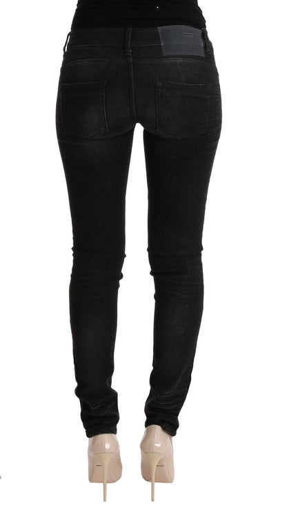 Slim-Fit-Jeans mit schwarzer Denim-Baumwollhose