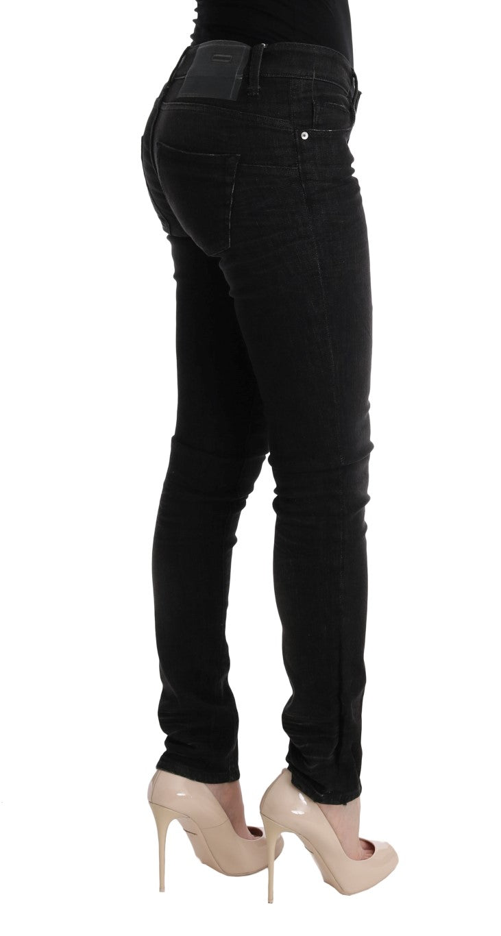 Jeans slim fit con pantaloni in cotone denim nero