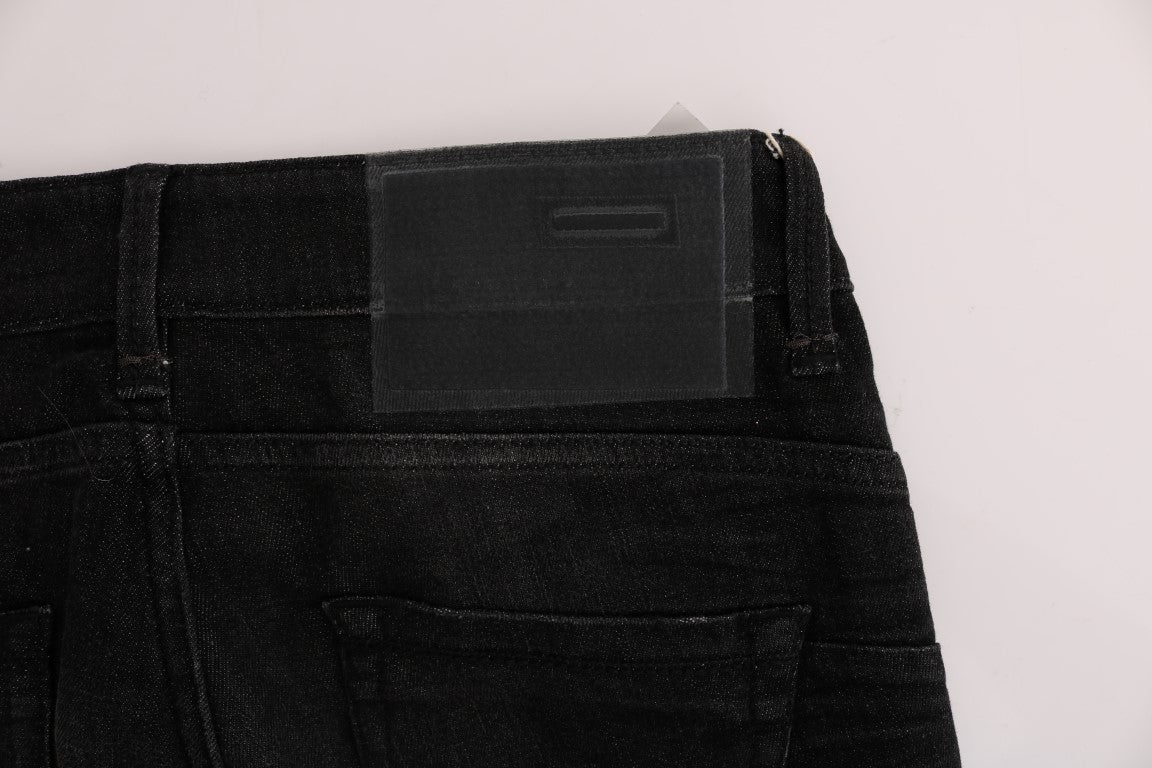 Jeans slim fit con pantaloni in cotone denim nero