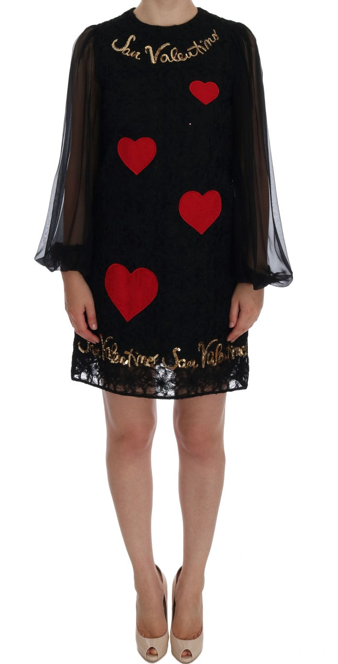 Robe droite noire à sequins San Valentino