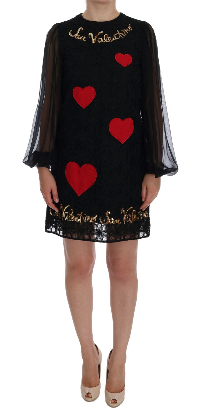 Abito a trapezio nero con paillettes San Valentino