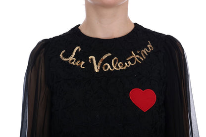 Abito a trapezio nero con paillettes San Valentino