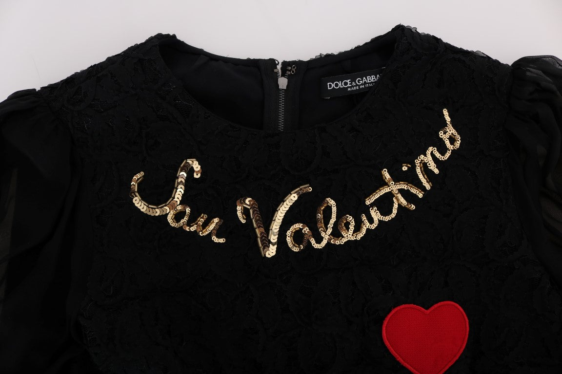 Abito a trapezio nero con paillettes San Valentino