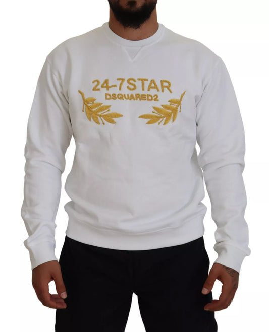 Dsquared² – Weißes Sweatshirt mit Rundhalsausschnitt und Stickerei