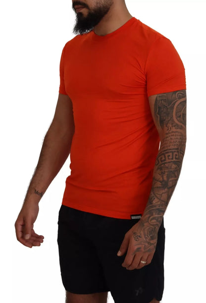 Dsquared² Orangefarbenes Modal-T-Shirt mit Rundhalsausschnitt und kurzen Ärmeln