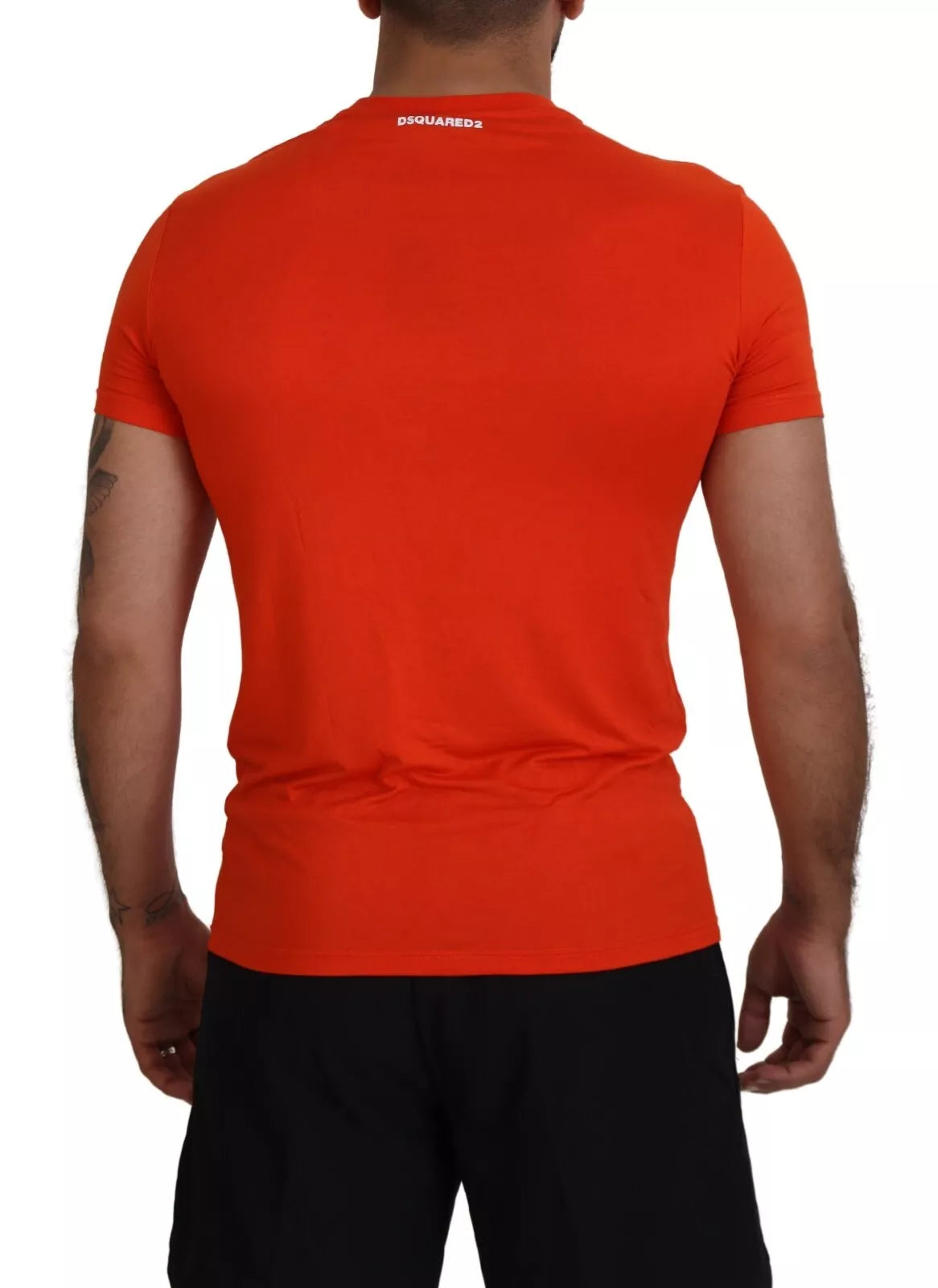 Dsquared² Orangefarbenes Modal-T-Shirt mit Rundhalsausschnitt und kurzen Ärmeln