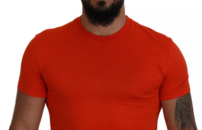 Dsquared² Orangefarbenes Modal-T-Shirt mit Rundhalsausschnitt und kurzen Ärmeln