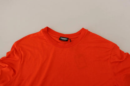 Dsquared² Orangefarbenes Modal-T-Shirt mit Rundhalsausschnitt und kurzen Ärmeln