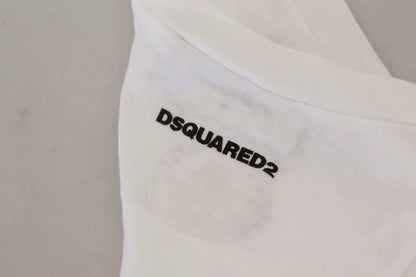 Dsquared² – Ärmelloses Tank-T-Shirt aus Baumwollleinen in Weiß