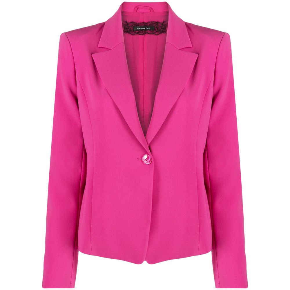 Patrizia Pepe Fuchsia Ein-Knopf-Stretch-Chic-Blazer