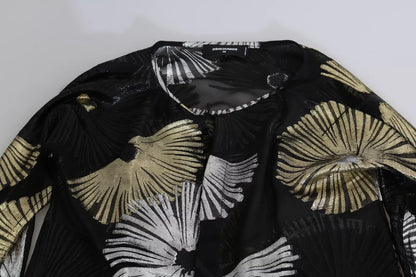 Dsquared² Durchsichtige Bluse aus Seidenjacquard in Gold/Silber