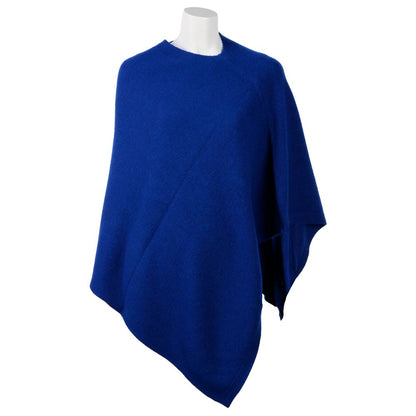 Emilio Romanelli Eleganter Kaschmir-Poncho mit V-Ausschnitt in Blau