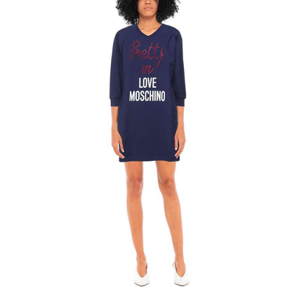 Love Moschino Blaues Baumwollkleid für Damen