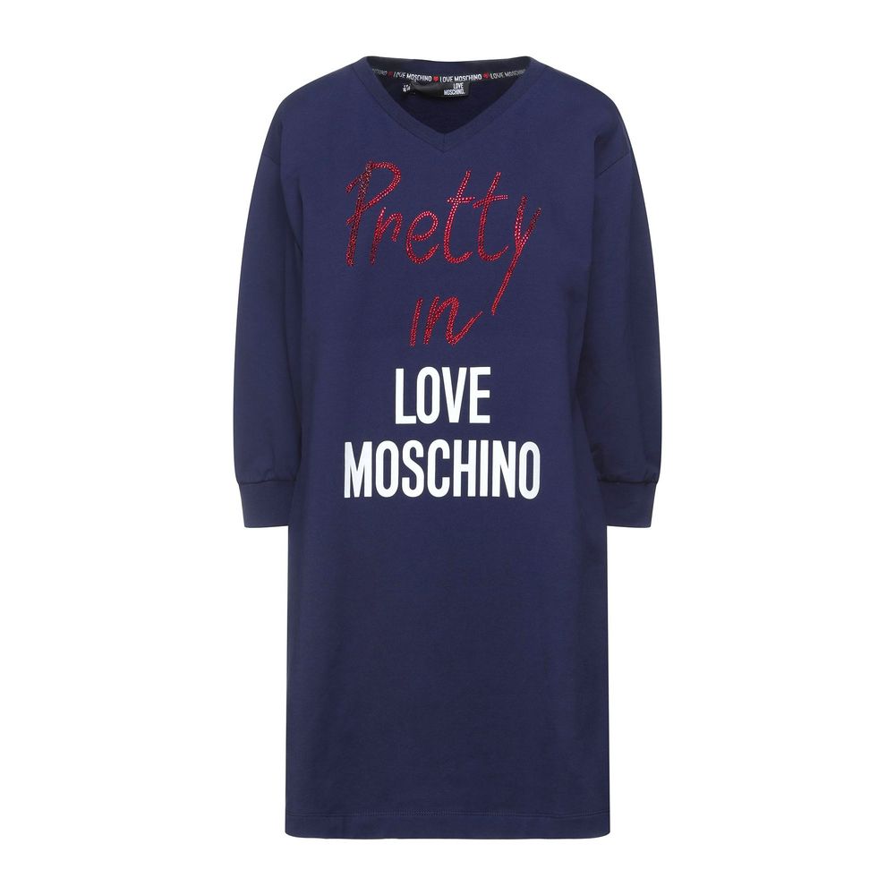 Love Moschino Blaues Baumwollkleid für Damen