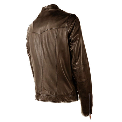 Emilio Romanelli Brown Leather Jacket