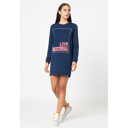 Love Moschino Blaues Baumwollkleid für Damen