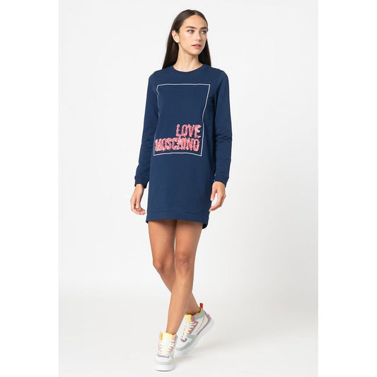 Love Moschino Blaues Baumwollkleid für Damen