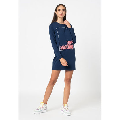 Love Moschino Blaues Baumwollkleid für Damen