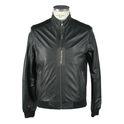 Emilio Romanelli Sleek Black Leather Jacket For Men