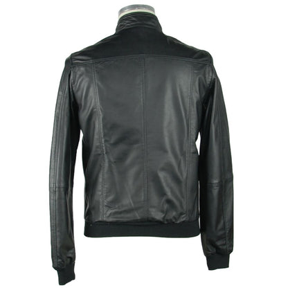 Emilio Romanelli Elegante schwarze Lederjacke für Herren