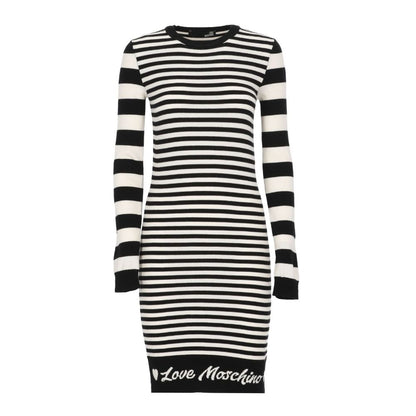 Love Moschino Elegantes gestreiftes Strickkleid mit langen Ärmeln