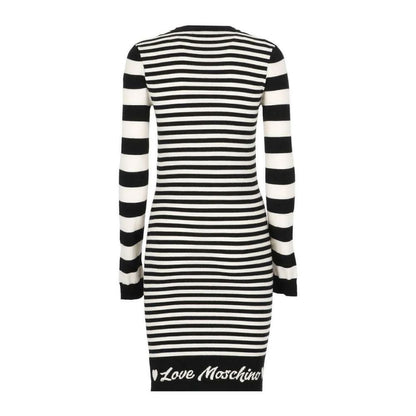 Love Moschino Elegantes gestreiftes Strickkleid mit langen Ärmeln