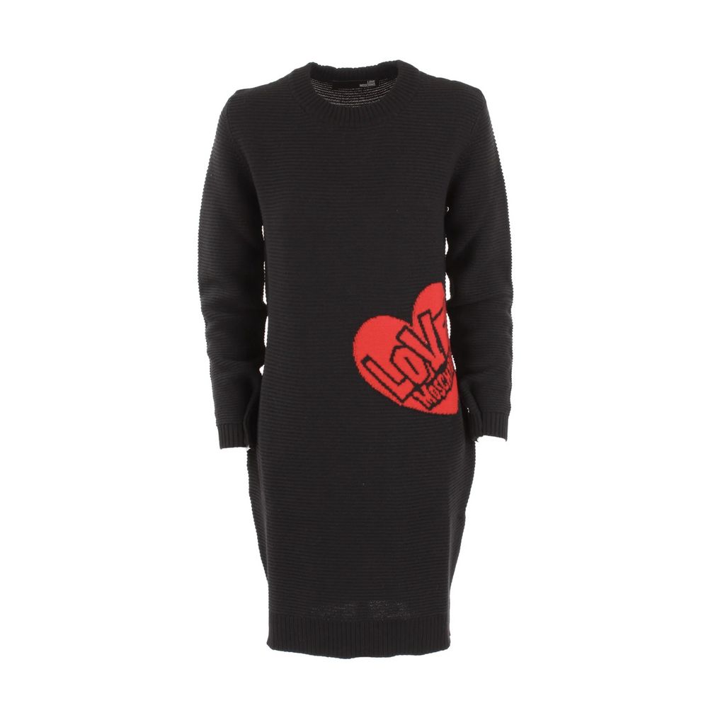 Love Moschino – Schickes Strickkleid aus Wollmischung mit Herzmuster