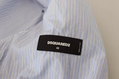 Dsquared² Blau gestreifter einreihiger formeller Mantelblazer