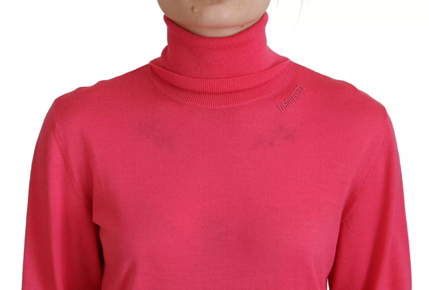 Dsquared² – Lässiger, einfarbiger Pullover mit Rollkragen und langen Ärmeln in Rosa