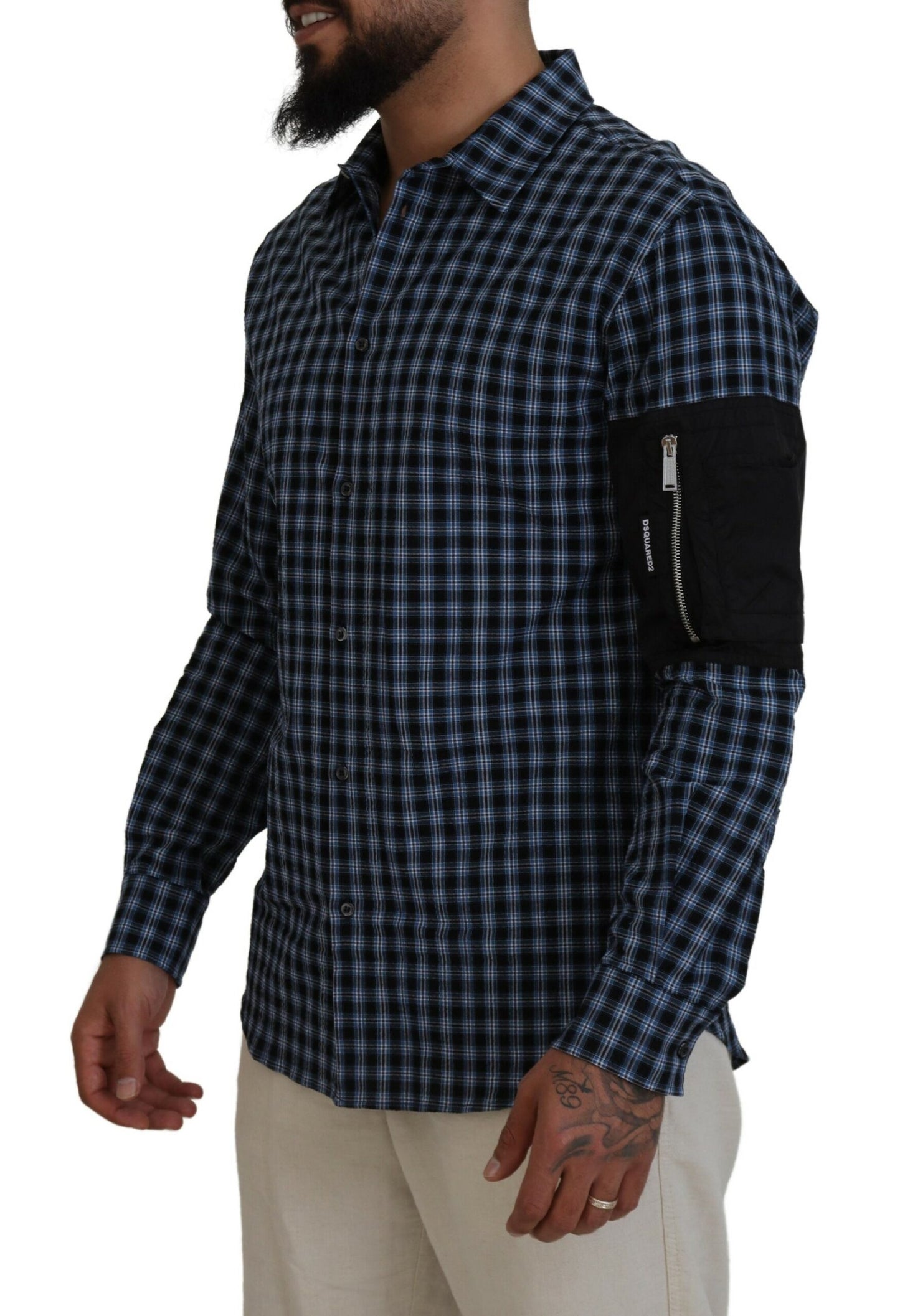 Dsquared² Multicolor Black Arm Plaid Herren Langarmhemd