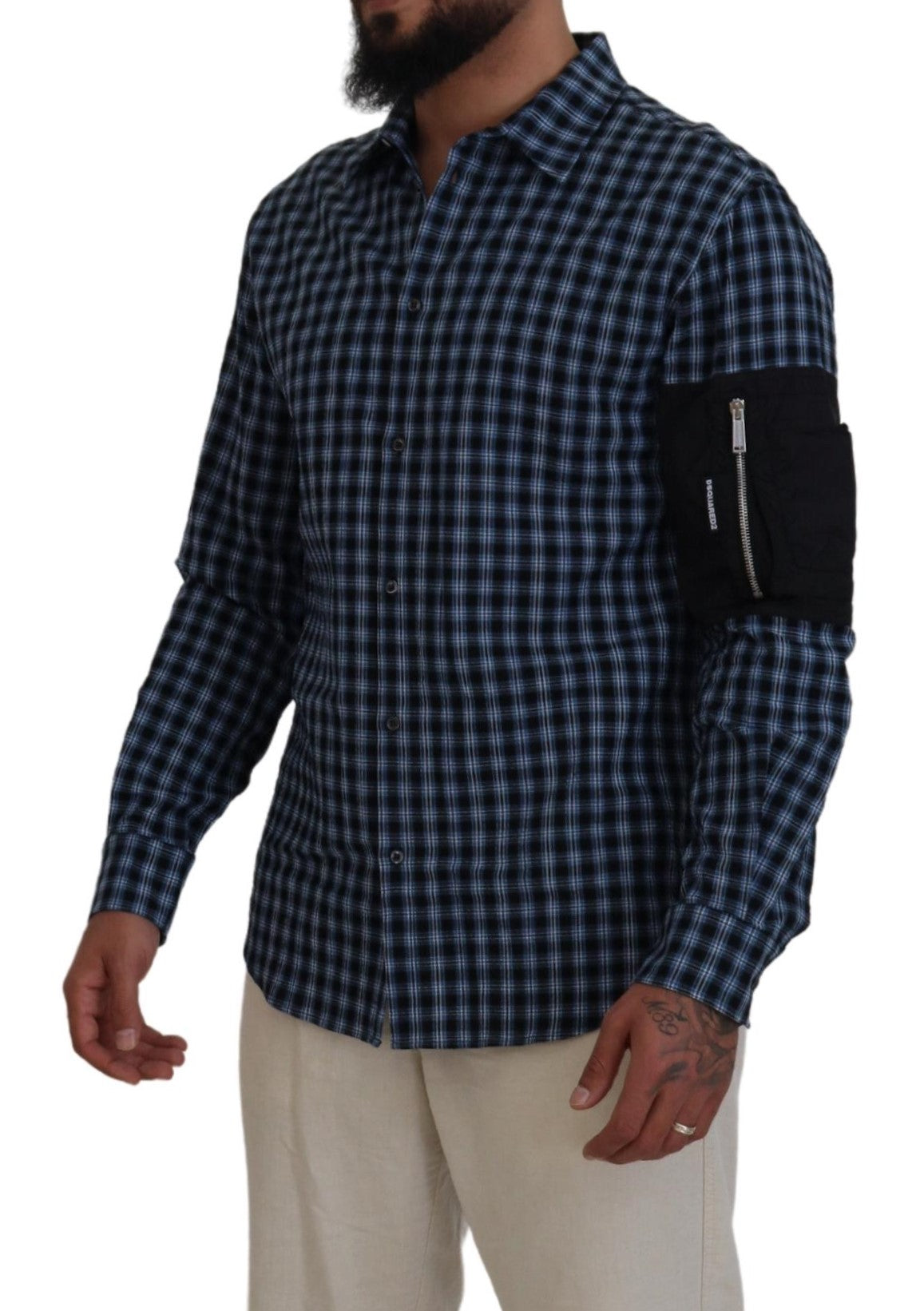 Dsquared² Multicolor Black Arm Plaid Herren Langarmhemd