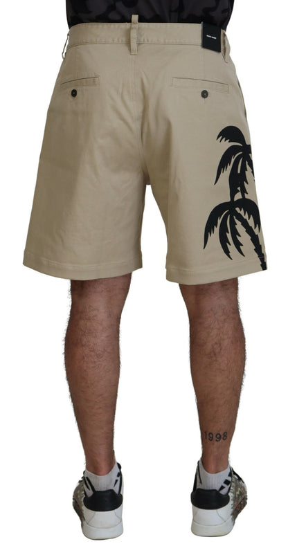 Dsquared² – Über dem Knie bedruckte Shorts aus Baumwolle in Beige