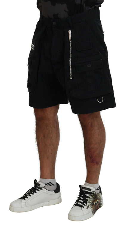 Dsquared² – Schwarze Cargo-Boxershorts aus Baumwolle über dem Knie