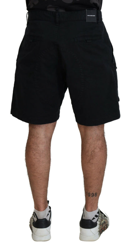 Dsquared² – Schwarze Cargo-Boxershorts aus Baumwolle über dem Knie