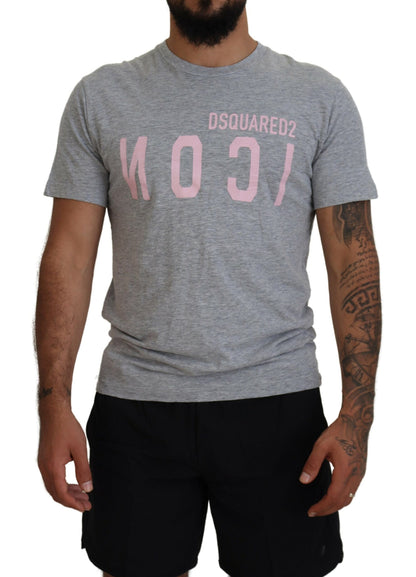 Dsquared² Graues T-Shirt aus Baumwolle mit kurzem Arm und Rundhalsausschnitt