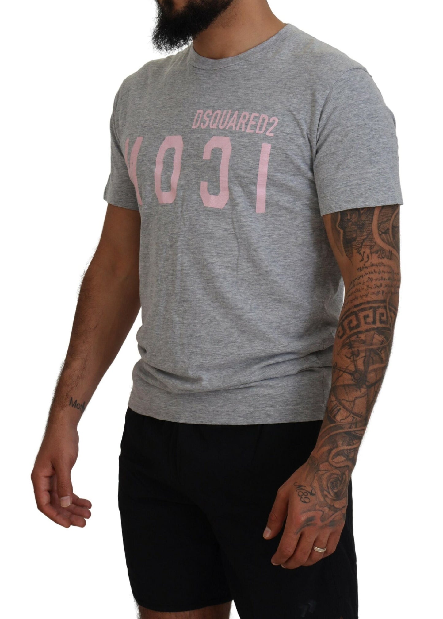 Dsquared² Graues T-Shirt aus Baumwolle mit kurzem Arm und Rundhalsausschnitt