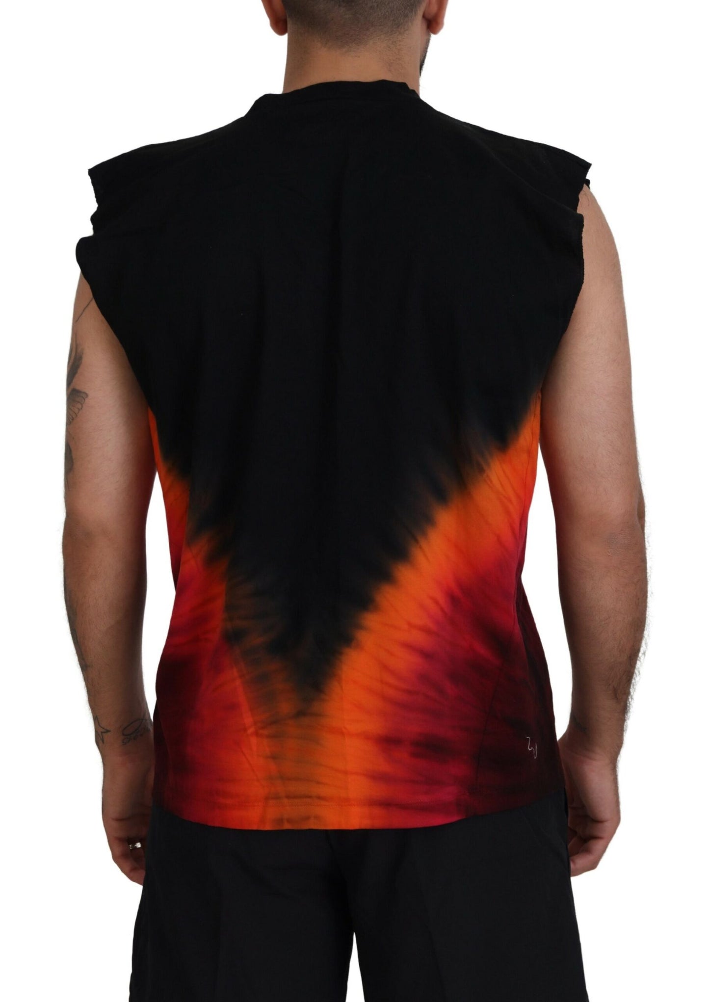 Dsquared² Ärmelloses Tank-T-Shirt aus Baumwolle in Schwarz und Orange