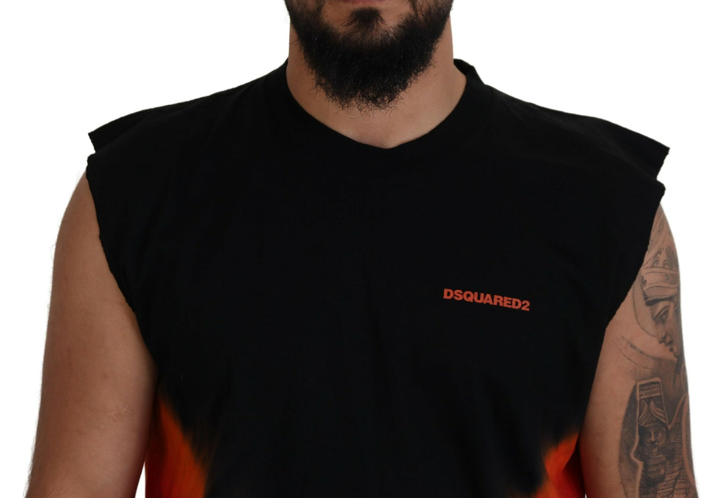 Dsquared² Ärmelloses Tank-T-Shirt aus Baumwolle in Schwarz und Orange