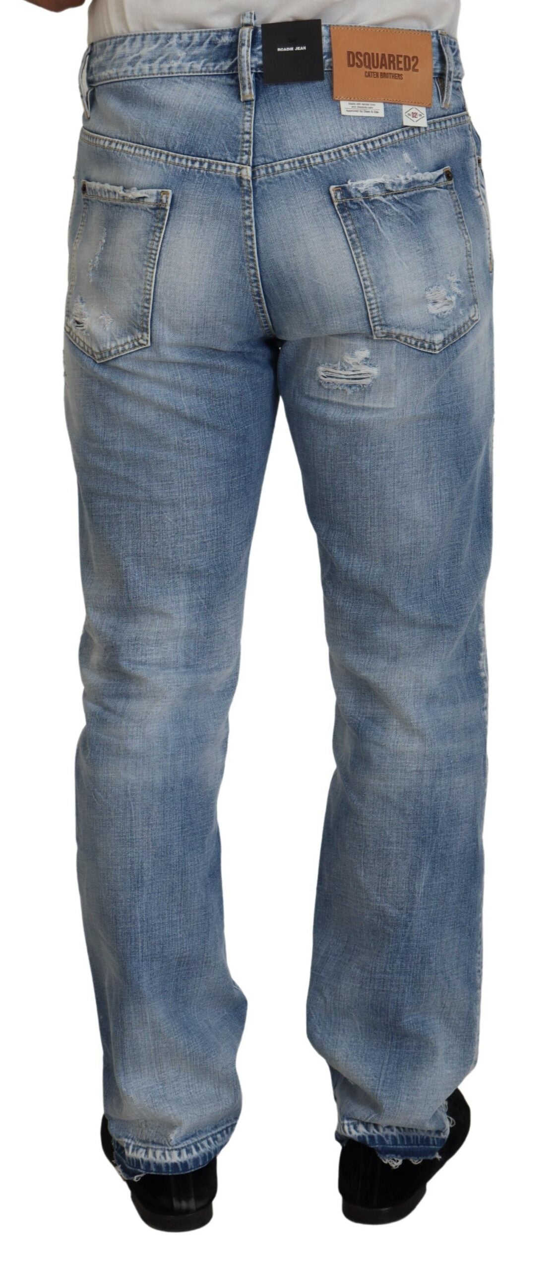 Dsquared² Blau verwaschene Straight Fit Herren Freizeitjeans