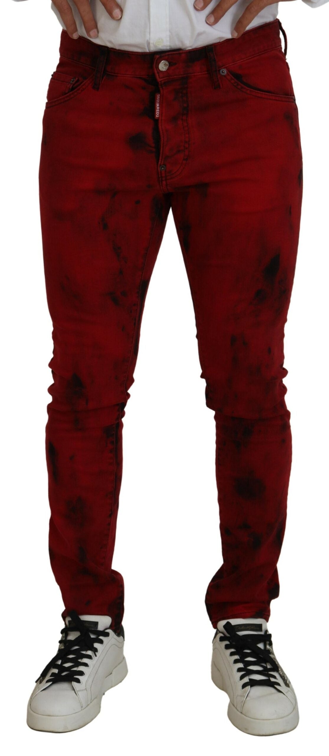 Dsquared² Rote Skinny-Jeans aus Baumwolle mit Batikmuster für Herren