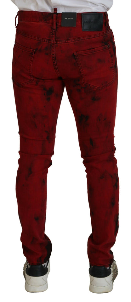 Dsquared² Rote Skinny-Jeans aus Baumwolle mit Batikmuster für Herren