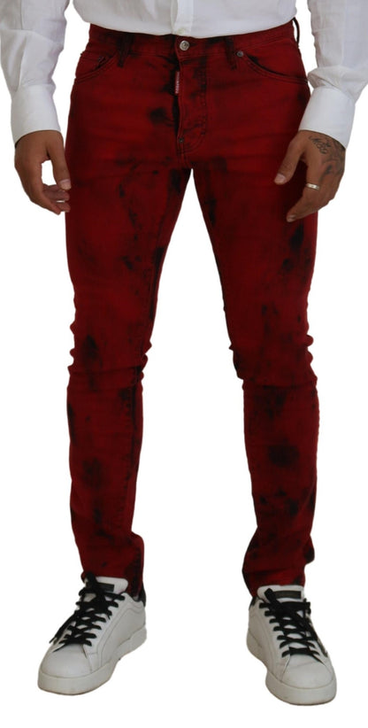 Dsquared² Rote Skinny-Jeans aus Baumwolle mit Batikmuster für Herren