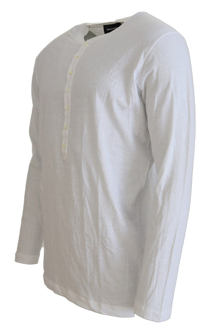 Dsquared² White Cotton Linen Long Sleeves Pullover Sweater