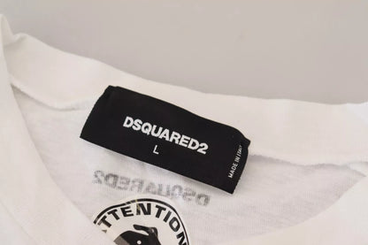 Dsquared² Weißer Pullover aus Baumwollleinen mit langen Ärmeln