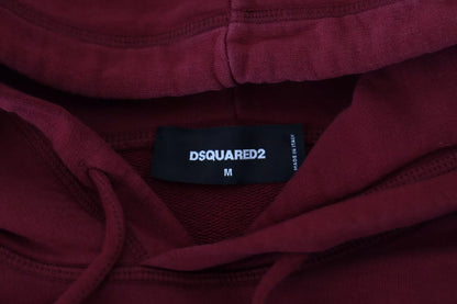 Dsquared² – Pullover aus zerfetzter, bedruckter Baumwolle in Kastanienbraun mit Kapuze