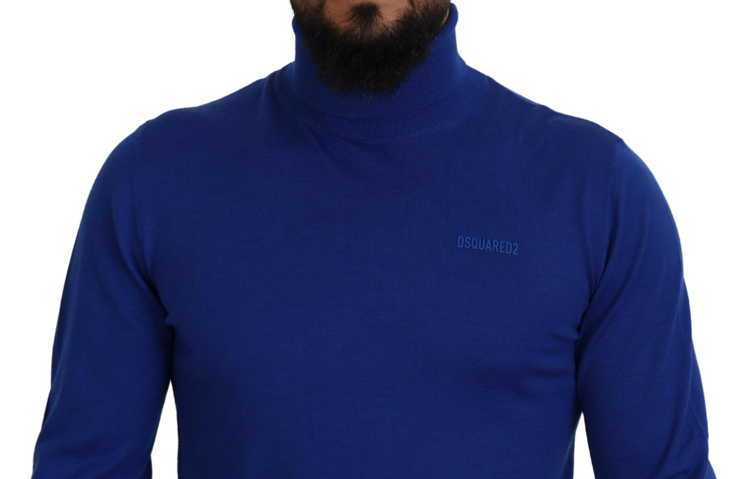 Dsquared² Blauer Rollkragenpullover mit langen Ärmeln und Logo-Print